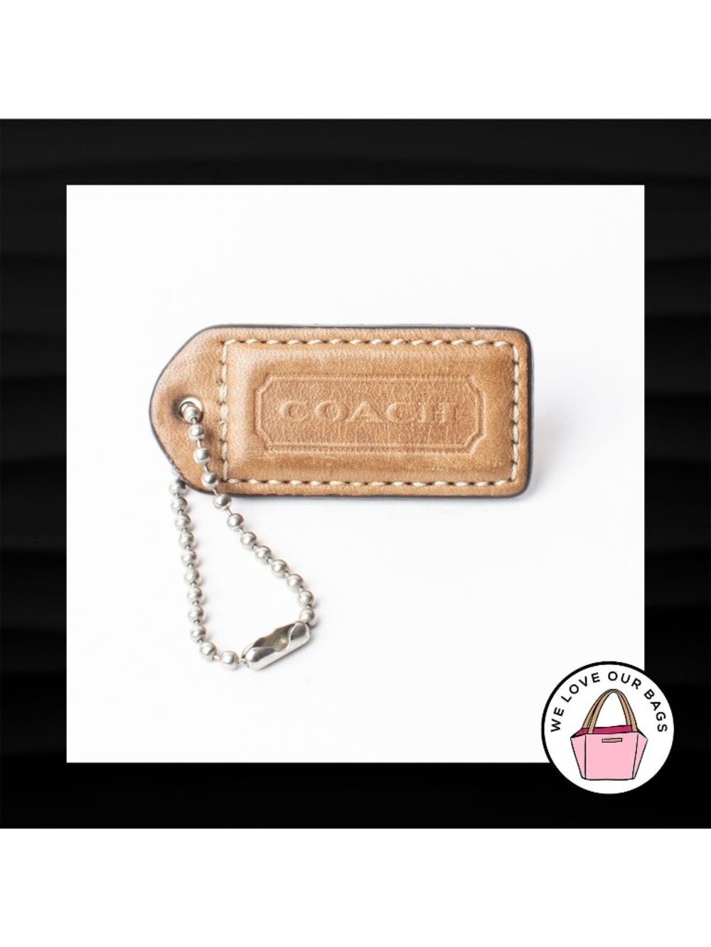 2" Medium COACH BROWN LEATHER KEY FOB BAG CHARM